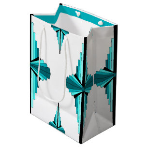 Art deco elements in teal green medium gift bag