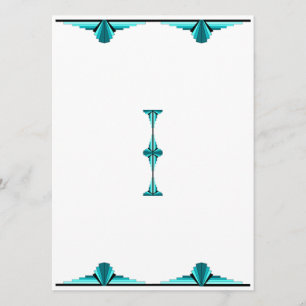Art deco elements in teal green menu