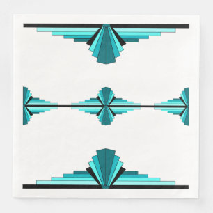 Art deco elements in teal green napkin
