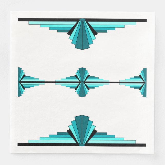 Art deco elements in teal green napkin (Front)