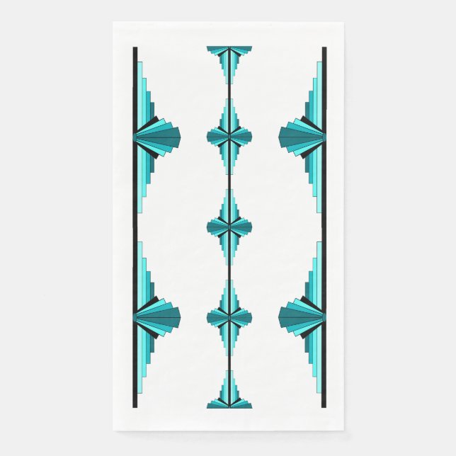 Art deco elements in teal green napkin (Front)