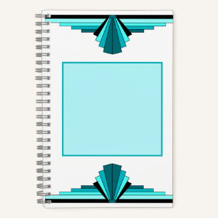 Art deco elements in teal green notebook