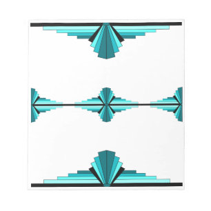 Art deco elements in teal green notepad