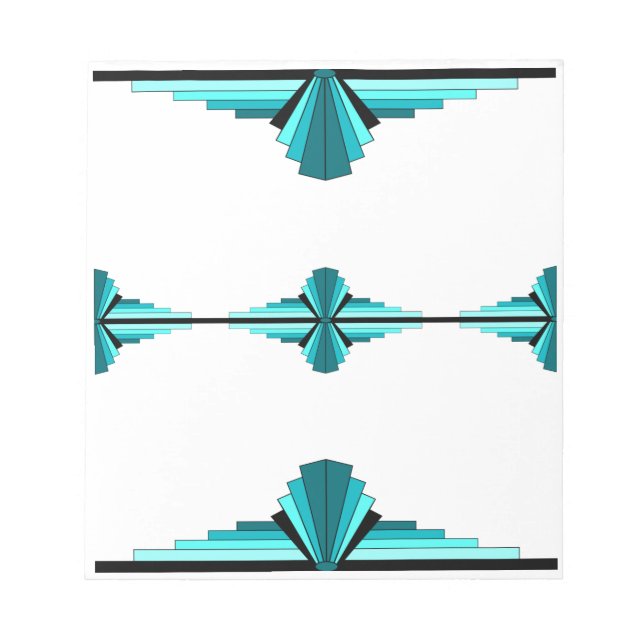Art deco elements in teal green notepad (Front)