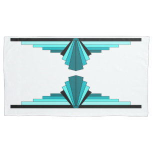 Art deco elements in teal green pillowcase