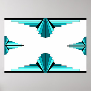 Art deco elements in teal green poster