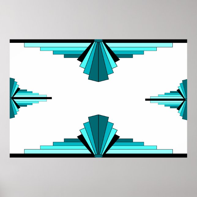 Art deco elements in teal green poster (Front)