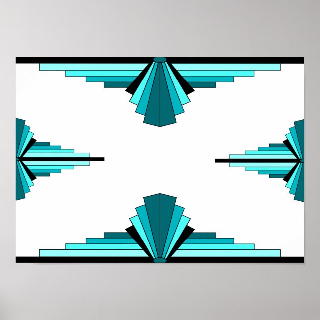 Art deco elements in teal green Poster (Front)