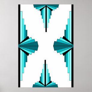 Art deco elements in teal green poster