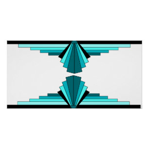 Art deco elements in teal green poster