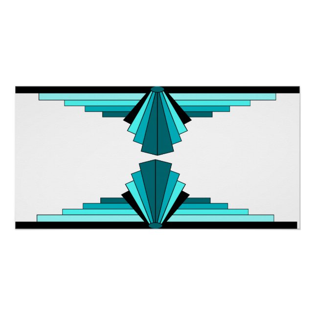 Art deco elements in teal green poster (Front)