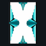 Art deco elements in teal green poster<br><div class="desc">A classic art deco style pattern created in teal green. The art deco style was popularised during the 1920s and 1930s.</div>