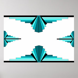 Art deco elements in teal green poster
