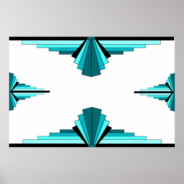 Art deco elements in teal green poster (Front)