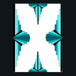 Art deco elements in teal green poster<br><div class="desc">A classic art deco style pattern created in teal green. The art deco style was popularised during the 1920s and 1930s.</div>