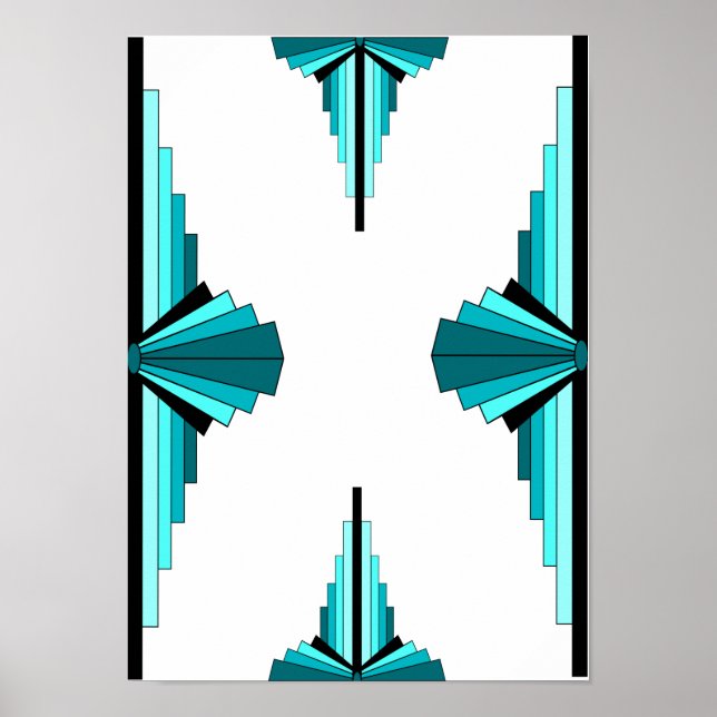 Art deco elements in teal green poster (Front)