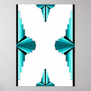 Art deco elements in teal green poster
