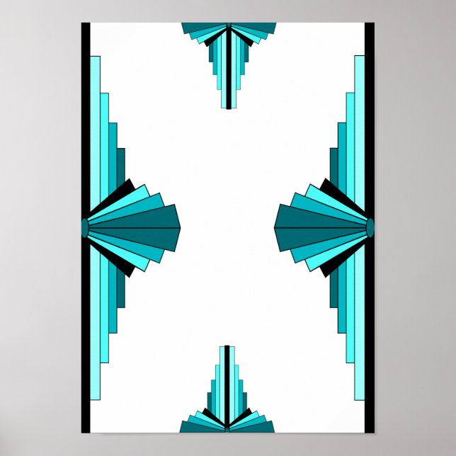 Art deco elements in teal green poster (Front)