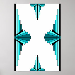 Art deco elements in teal green poster