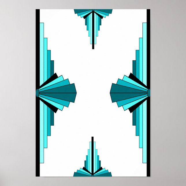 Art deco elements in teal green poster (Front)