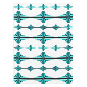 Art deco elements in teal green tablecloth