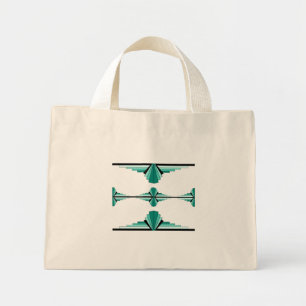 Art deco elements in teal mini tote bag
