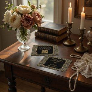 Art Deco Embroidered-Style QR Code Enclosure Card