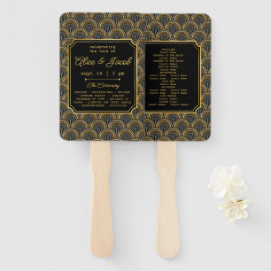 Art Deco Embroidered-Style Wedding Program Hand Fan