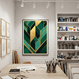 Art Deco Emerald Green Gold Canvas Print