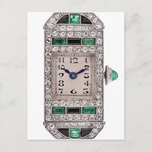 Art Deco Emeralds and Diamonds Watch Postcard