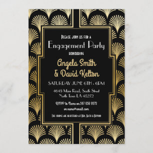 Art Deco Engagement Gatsby 1920's GOLD Invitation