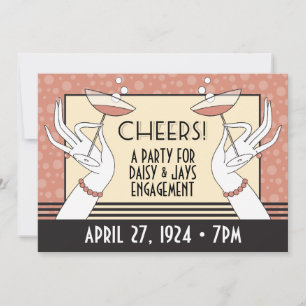 Art Deco Engagement Party Shower Invitations HZ