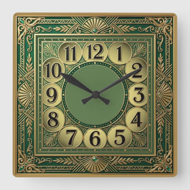 Art Deco Extra Square Wall Clock (Front)