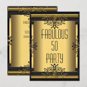 ART DECO Fabulous 50 50th Gatsby Birthday Party Invitation