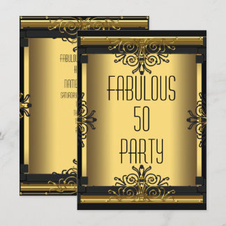 ART DECO Fabulous 50 50th Gatsby Birthday Party Invitation