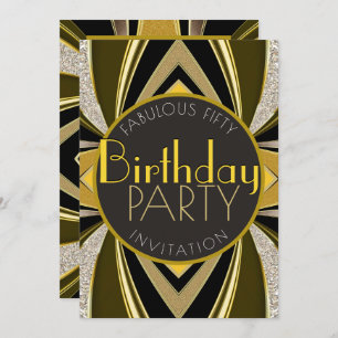 Art Deco Fabulous 50 Birthday Gatsby Party Invitation