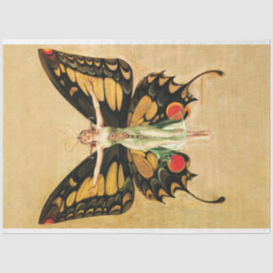 Art Deco Fairy Butterfly Woman Yellow Decoupage Tissue Paper
