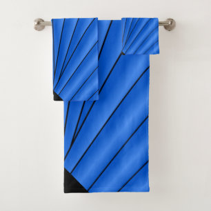 Art Deco Fan Design Deep Blue Bath Towel Set
