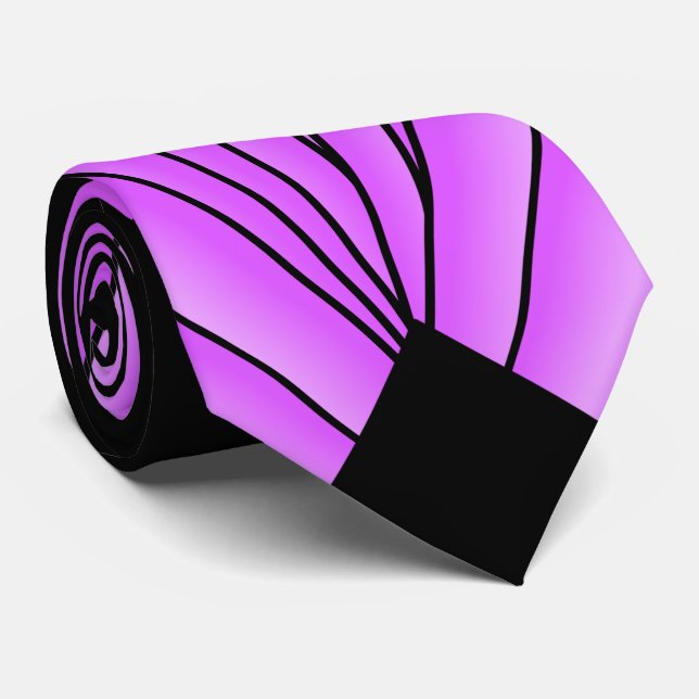 Art Deco Fan Design Purple Neck Tie (Rolled)