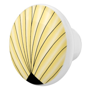 Art Deco Fan Design Yellow Ceramic Knob