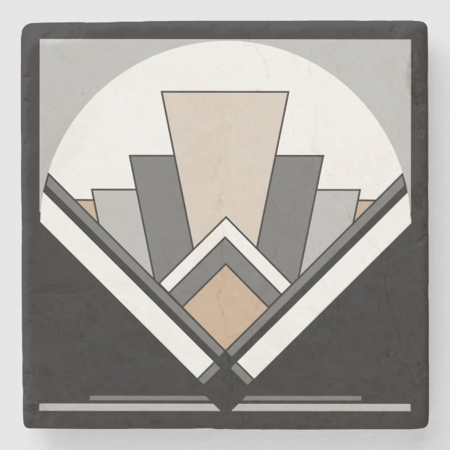 Art Deco Fan Expression Stone Coaster (Front)