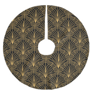 Art Deco Fan: Geometric Yellow Black Brushed Polyester Tree Skirt