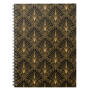 Art Deco Fan: Geometric Yellow Black Notebook