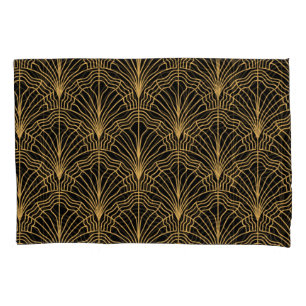 Art Deco Fan: Geometric Yellow Black Pillowcase