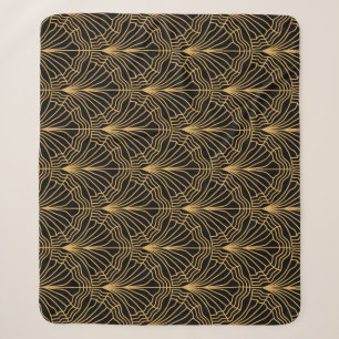 Art Deco Fan: Geometric Yellow Black Sherpa Blanket