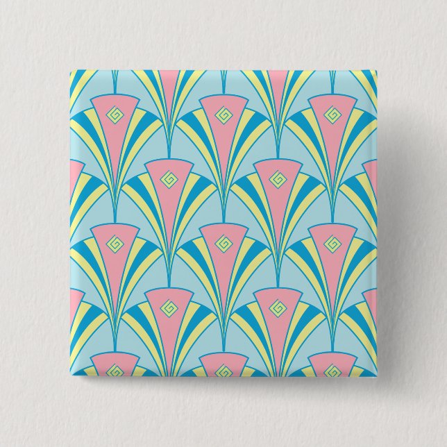 Art Deco Fan Miami Repeat Pattern 15 Cm Square Badge (Front)