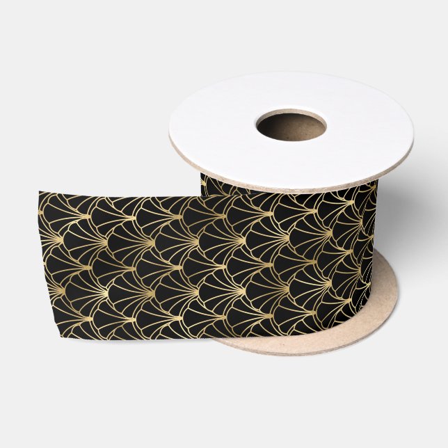 Art Deco Fan Oval Geometric Pattern Design Satin Ribbon (Spool)
