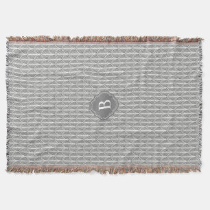 Art Deco Fan Palm Pattern with Your Monogram Throw Blanket