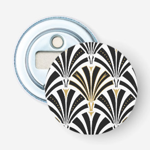 Art Deco fan pattern - black and white Bottle Opener