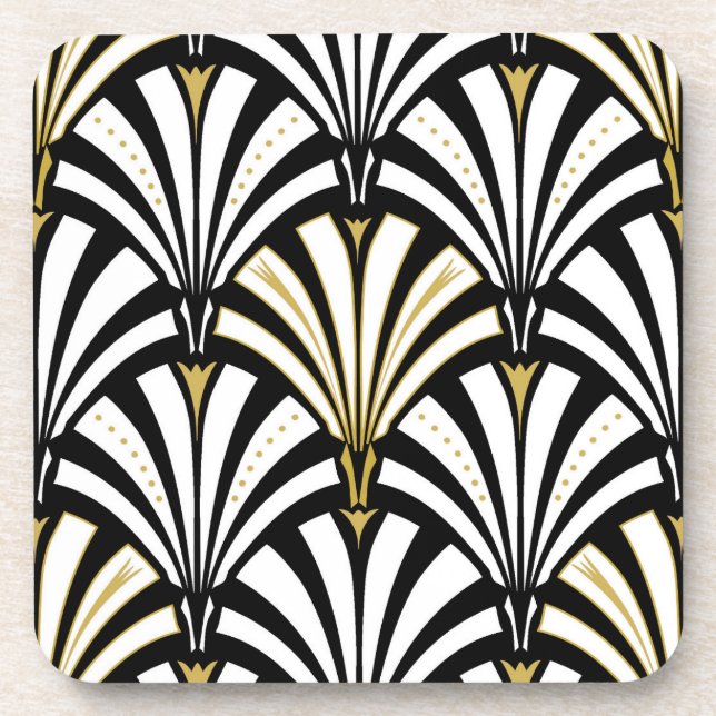 Art Deco fan pattern - black and white Coaster (Front)